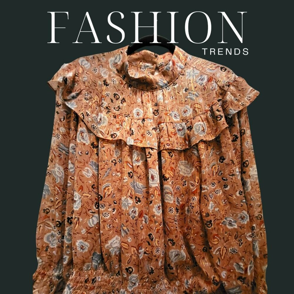 Ann Taylor Floral Ruffle Blouse - Size XL
